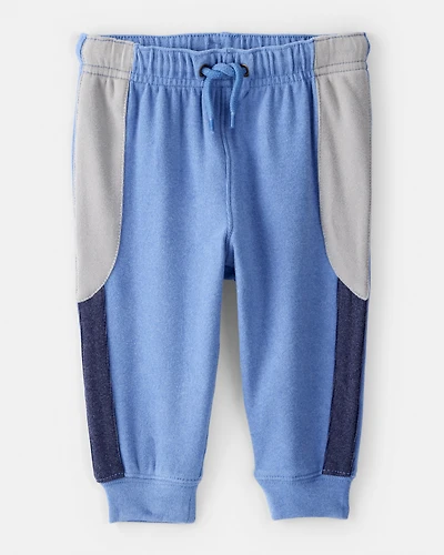 Baby Boy Colourblock Joggers - Blue/Grey