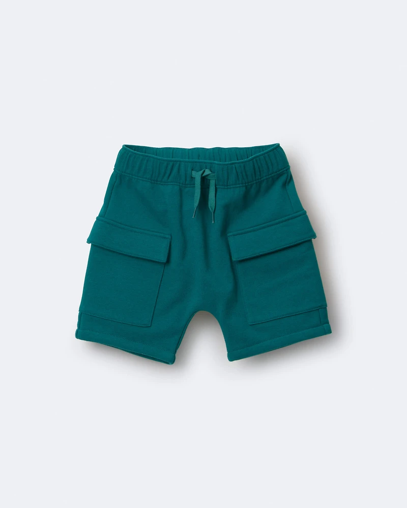 Toddler Boy French Terry Cargo Shorts - Green