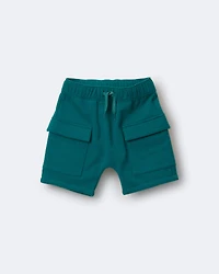 Toddler Boy French Terry Cargo Shorts - Green