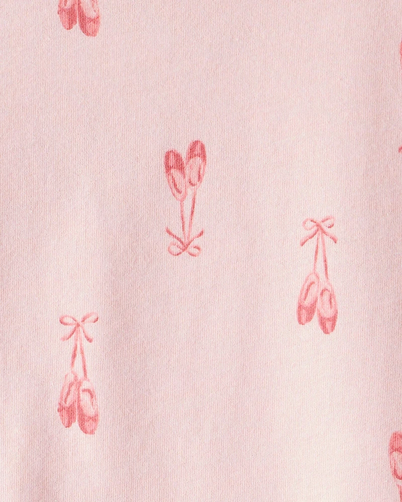 Toddler Girl Ballet Slippers Long-Sleeve Peplum Top - Pink