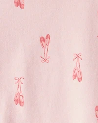 Toddler Girl Ballet Slippers Long-Sleeve Peplum Top - Pink