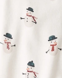 Baby Organic Cotton Sleep & Play Pyjamas Snowman Print
