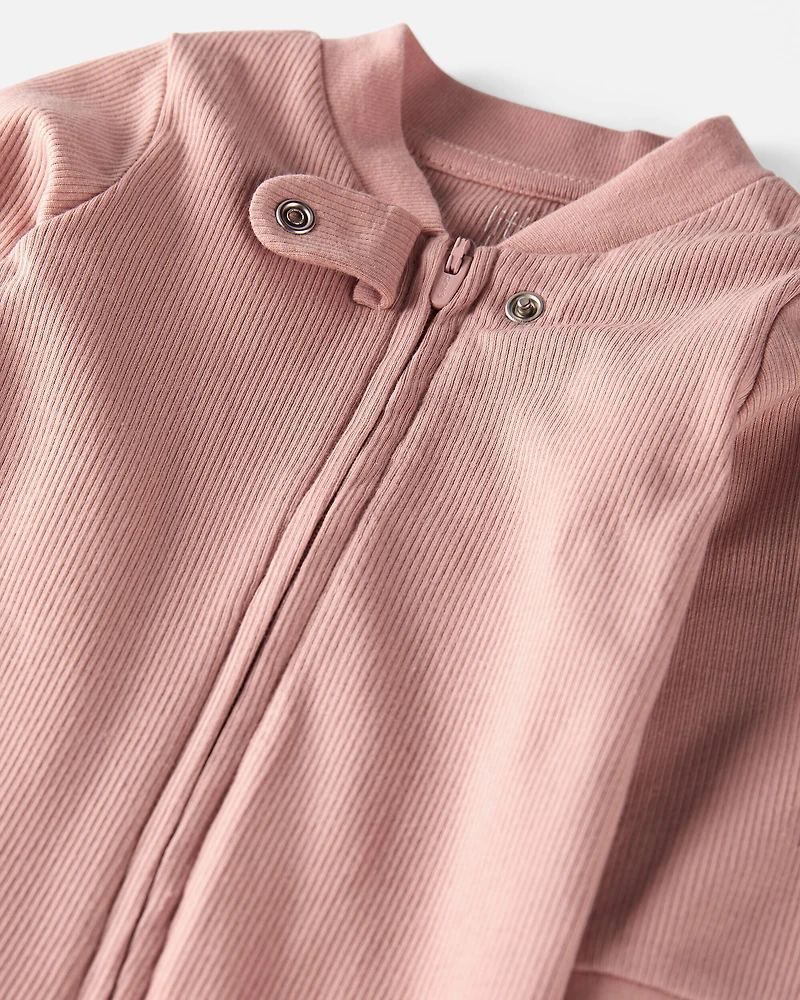Baby Girl Organic Cotton Sleeper Pyjamas Pink