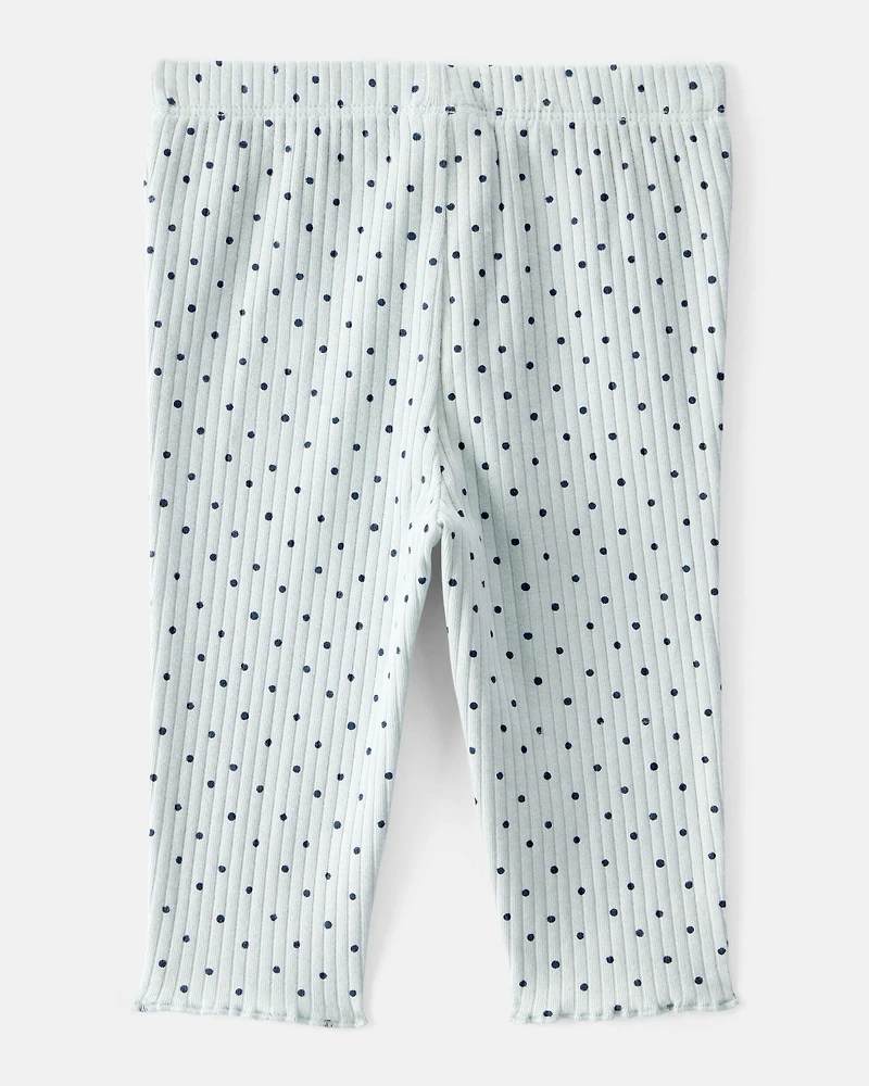Baby Girl Polka Dot Print Cotton Pull-On Pants - Blue
