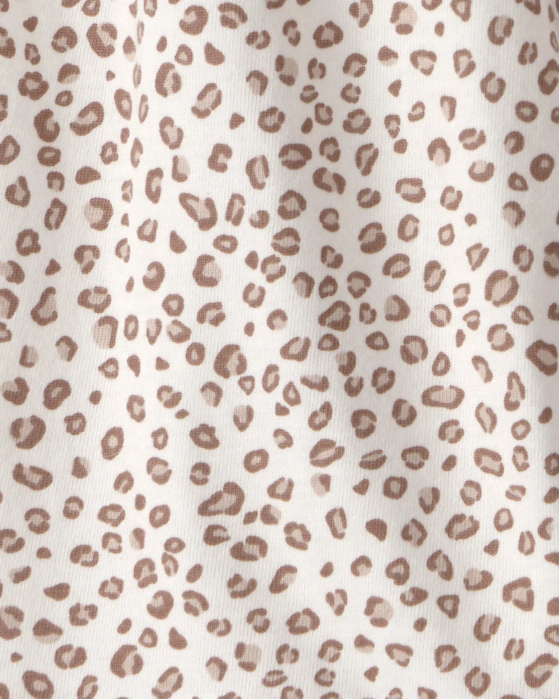Baby Girl Cheetah Animal Sleeveless Romper - Brown/Beige