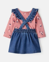 Baby Girl 3-Piece Floral Long-Sleeve Dress Set - Blue