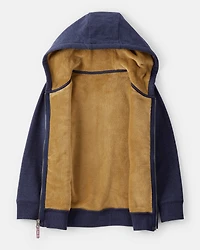 Boys Long-Sleeve Hooded Zip-Up Jacket - Navy
