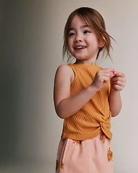 Toddler Girl Tie-Front Ribbed Tank - Mustard Yellow