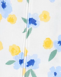 Toddler Girl Floral Waffle Knit Footie 1-Piece Pyjamas