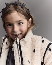 Toddler Girl Polka Dot Sherpa Jacket - Ivory