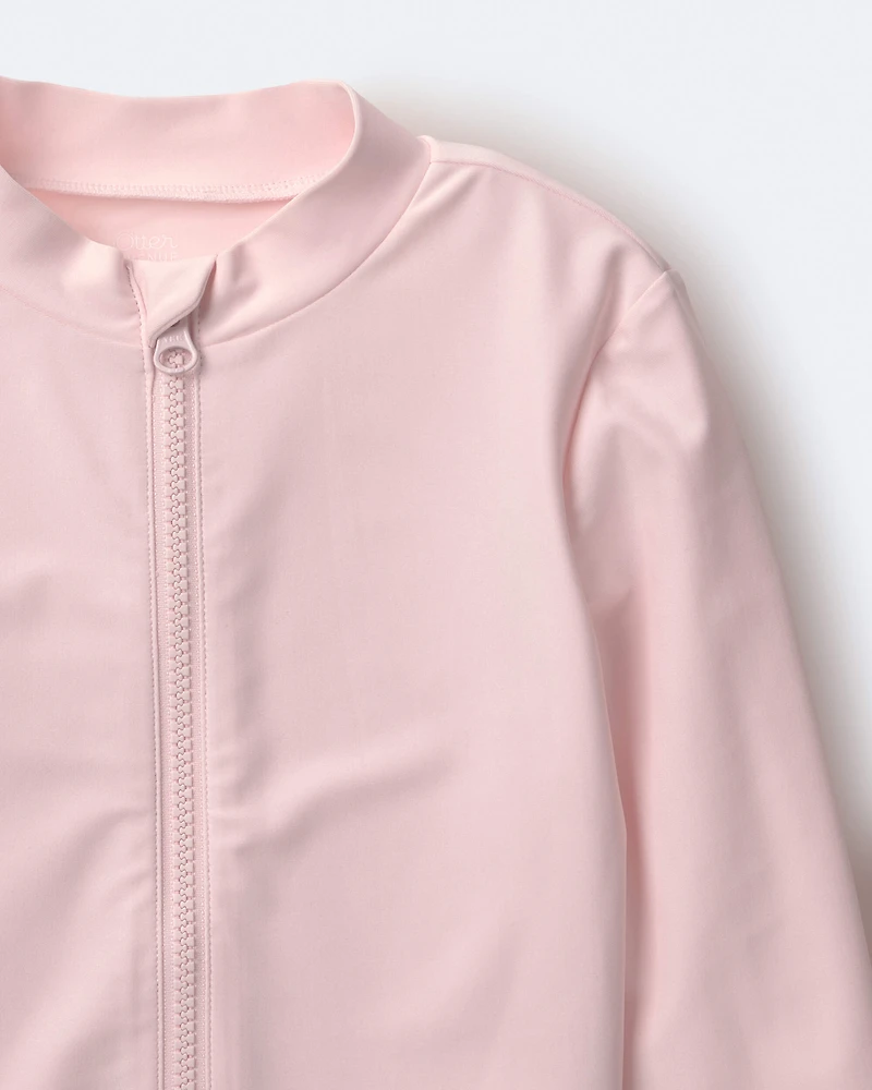 Toddler Full-Zip Long-Sleeve Rashguard - Blush
