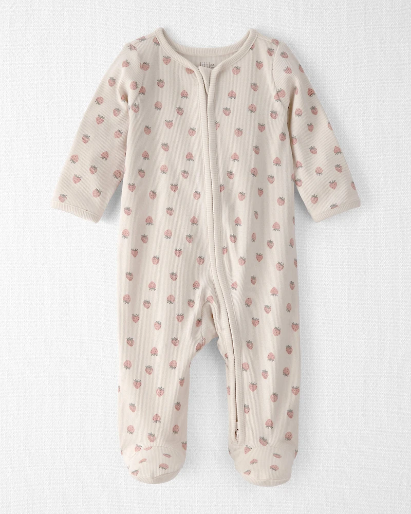 Baby Girl Organic Cotton Sleeper Pyjama Strawberry-Print