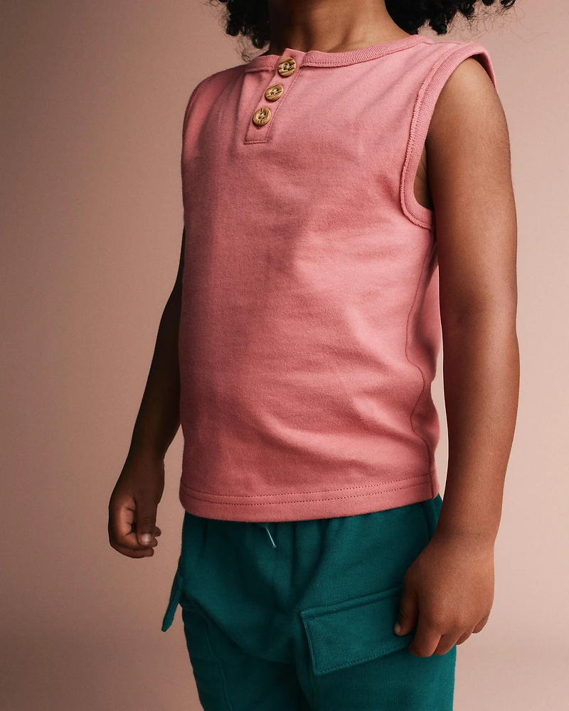 Toddler Boy Henley Tank - Burgundy