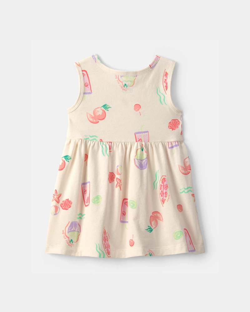 Baby Girl Summer Sleeveless Dress - Cream