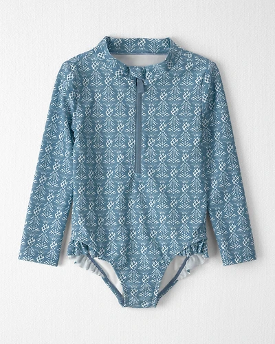 Toddler Girl Recycled Ruffle Swimsuit Bloom Lagoon