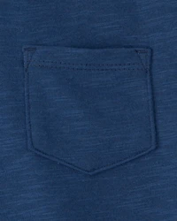 Toddler Boy French Terry Pocket T-Shirt - Blue