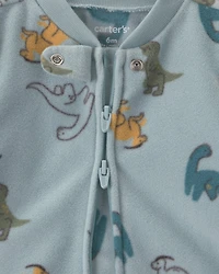 Baby Boy Fleece Dinosaur 2-Way Zip Sleeper - Blue