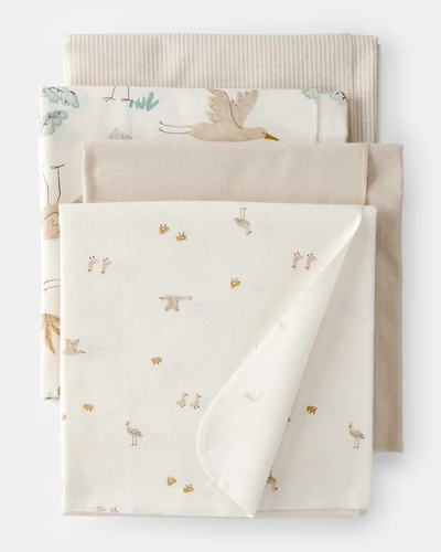 Baby 4-Pack Stork Print Receiving Blankets