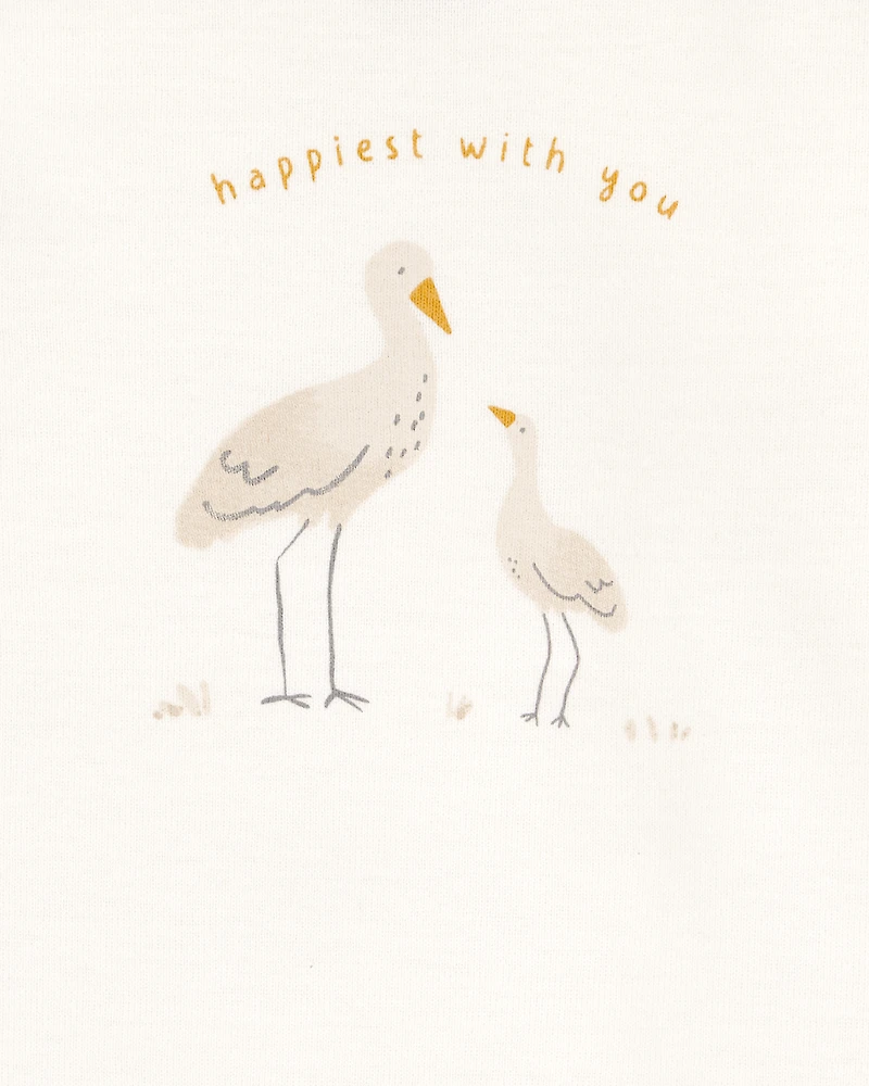 Baby 5-Pack Striped Birds Short-Sleeve Cotton Bodysuits