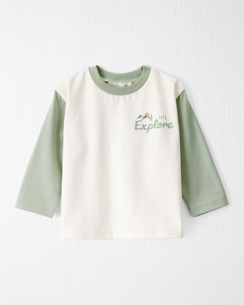 Baby Girl Organic Cotton Let's Explore Long-Sleeve Tee