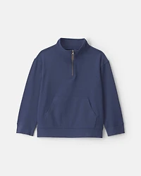 Boys Quarter-Zip Rib Pullover Sweatshirt - Navy Blue