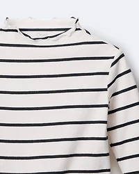 Toddler Girl Striped Mock Neck Long-Sleeve Top - Black/White