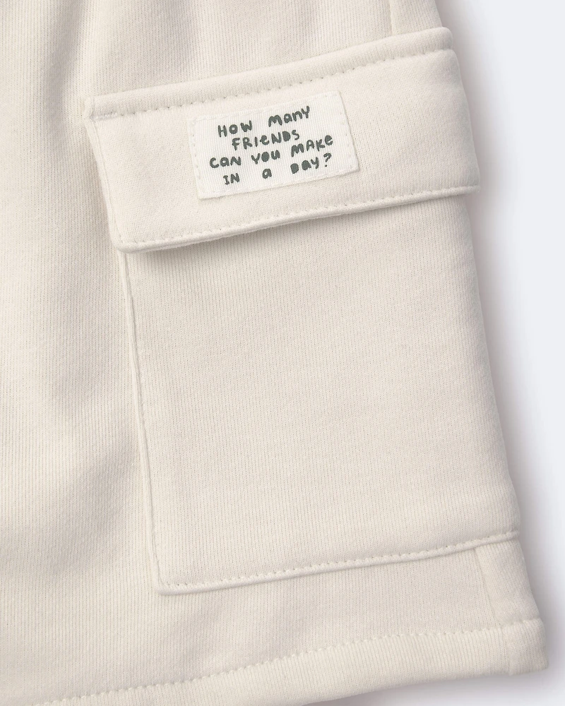 Toddler Boy Cargo Short with Pockets - Cream