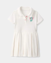 Toddler Girl Pleated Tennis Dress - Ivory