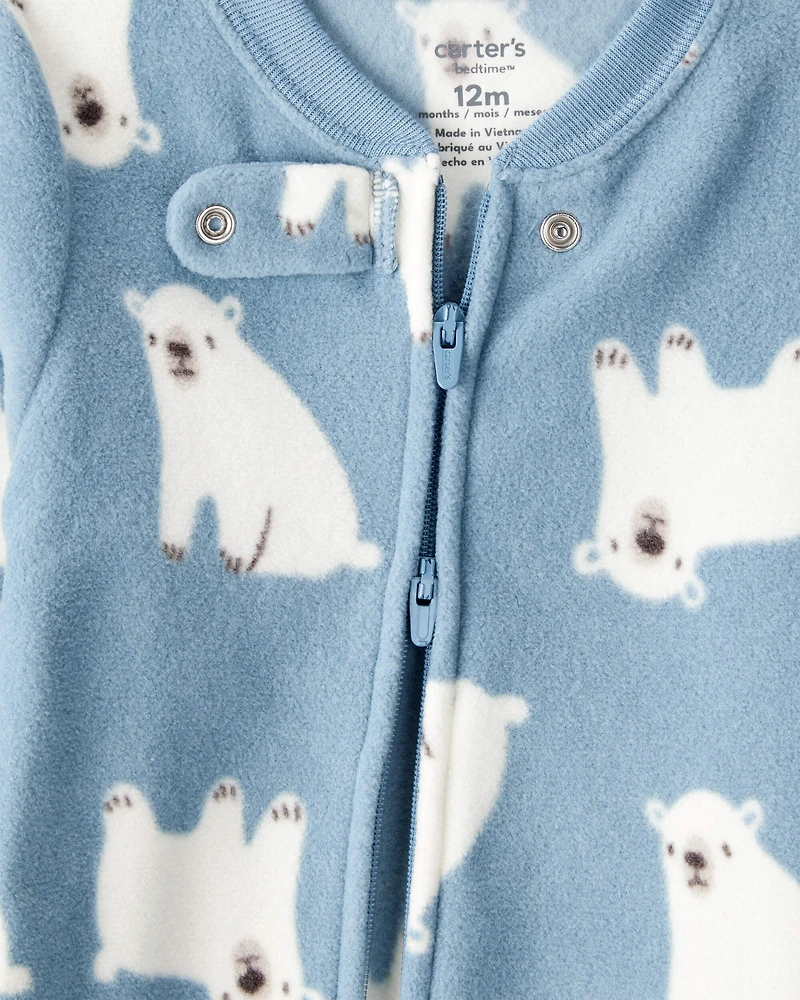 Baby Boy 1-Piece Polar Bear Fleece Footie Pyjama - Blue