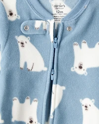 Baby Boy 1-Piece Polar Bear Fleece Footie Pyjama - Blue