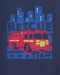 Toddler Boy 'Rescue Team' Firetruck Long-Sleeve Graphic Tee - Navy Blue