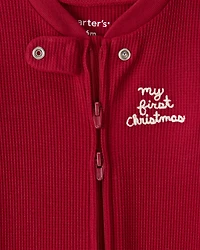 Baby My First Christmas Cotton Sleeper - Red