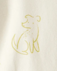 Baby Boy Dog Print Cotton Long-Sleeve Fashion Bodysuit - White