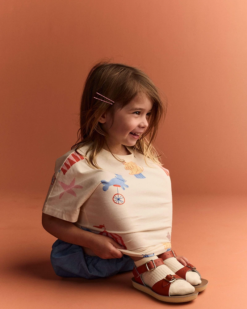 Toddler Dolman Tee Circus Print - Cream