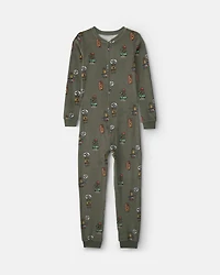 Boys 1-Piece Silly Food DreamPlush Snug Fit Pyjama - Olive Green