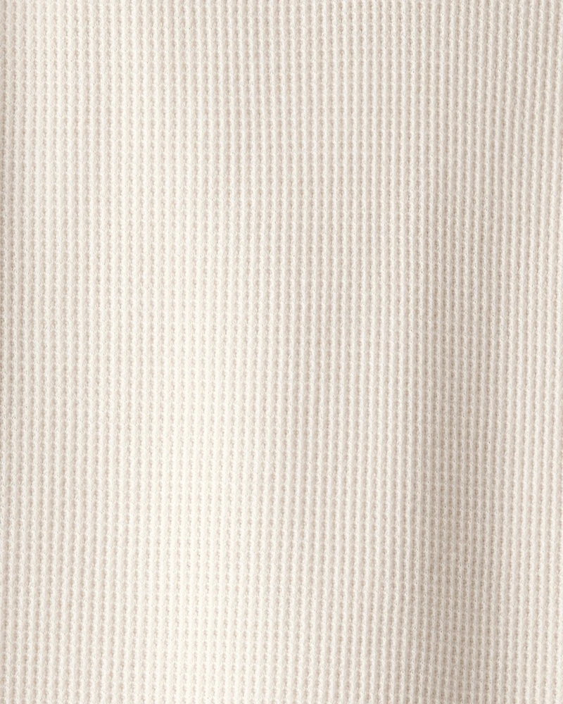 Boys Stripe Thermal Long-Sleeve Henley T-Shirt - Cream