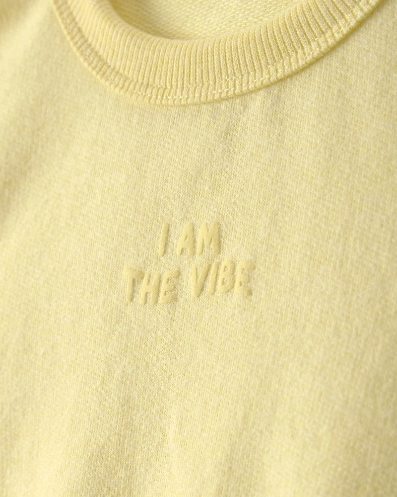 Baby Girl 'I Am The Vibe' French Terry Pullover Sweatshirt - Yellow