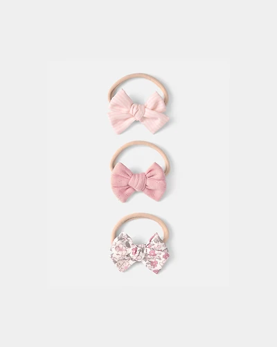 Baby Girl 3-Pack Bow Hair Ties- Pink