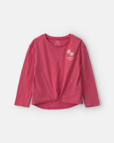 Girls Floral Long-Sleeve Top - Red