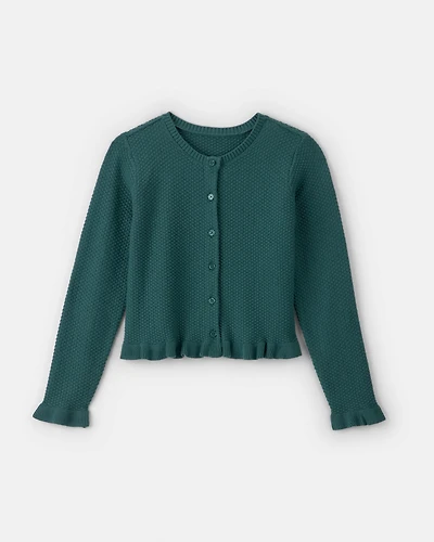 Girls Cardigan Sweater - Green