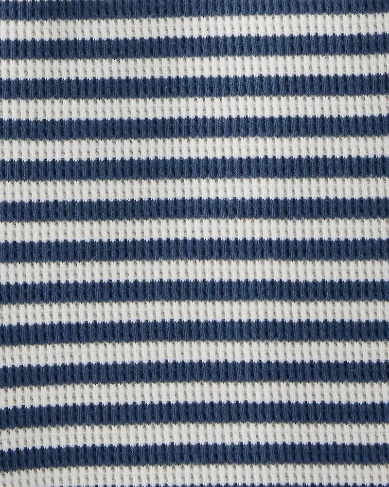 Baby Organic Cotton Waffle Knit Romper Stripes