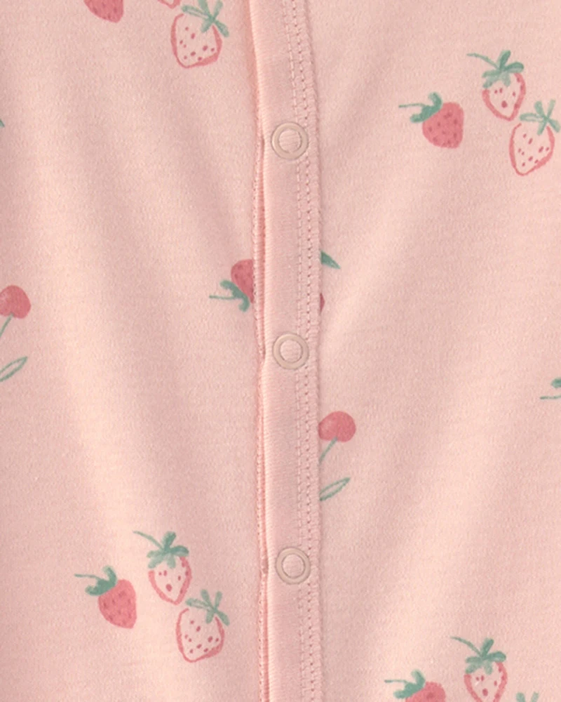 Baby Girl Strawberry 100% Cotton Sleeper - Pink
