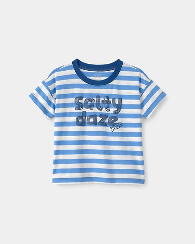 Toddler Boy 'Salty Daze' Striped Graphic Tee - Blue/White