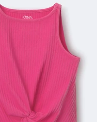 Toddler Girl Tie-Front Ribbed Tank - Hot Pink