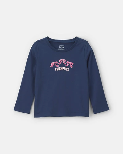 Toddler Girl "Friendsies" Bows Long-Sleeve Graphic Tee - Blue
