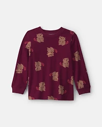 Toddler Boy Beaver Long-Sleeve T-Shirt - Burgundy