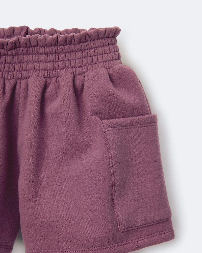 Toddler Girl Fleece Swing Shorts with Pockets – Burgundy