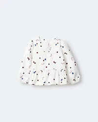 Toddler Girl Peplum Long-Sleeve Top with Shapes - Ivory