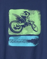 Boys Dirt Bike Graphic Tee - Navy