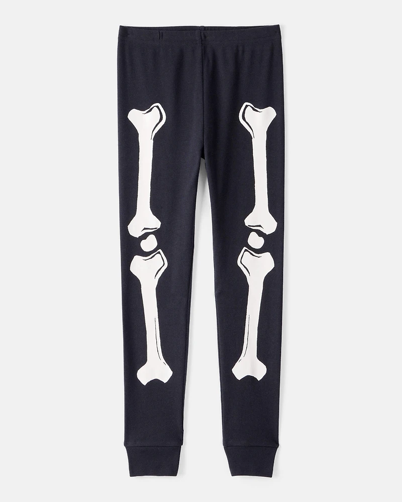 Kid 2-Piece Glow Halloween Skeleton 100% Snug Fit Cotton Pyjamas - Black